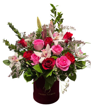 Passionate Bloom Velvet Box Arrangement