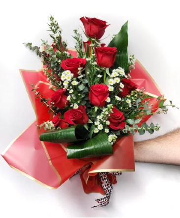 PASSIONATE DOZEN WRAPPED BOUQUET HAND BOUQUET in Goshen, IN | Wooden Wagon Floral Shoppe Inc. PASSIONATE DOZEN WRAPPED BOUQUET HAND BOUQUET in Goshen, IN | Wooden Wagon Floral Shoppe Inc.