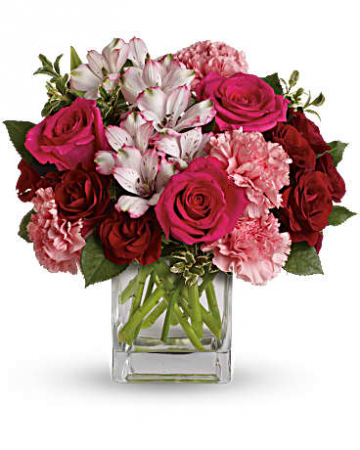 Passionate Pink Cube Fresh Arrangement