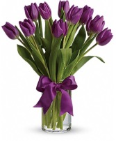 Passionate Purple Tulips Vase Arrangement