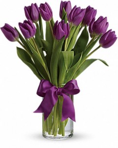 Passionate Purple Tulips Vase Arrangement