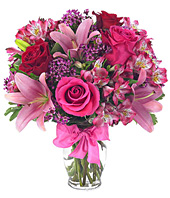 Passionately Purple Roses Lily Waxflower in Vase