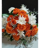PASSIONATELY YOURS Orange spray roses & white chrysanthemum