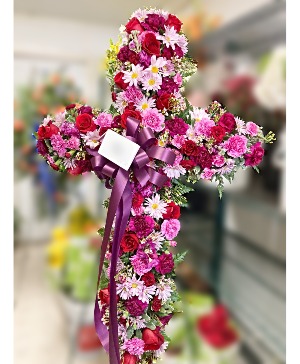 FLOWERLAND Peaceful Petals Live Standing Cross funeral