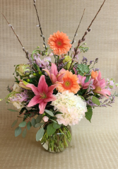 Pastel Beauty Soft colored flowers in vase.
