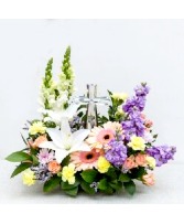 "Pastel Blessings" Crystal Cross Arrangement 