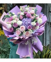 Pastel bouquet purple and pink 