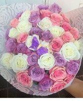 pastel colored wrapped bouquet Any Occasion