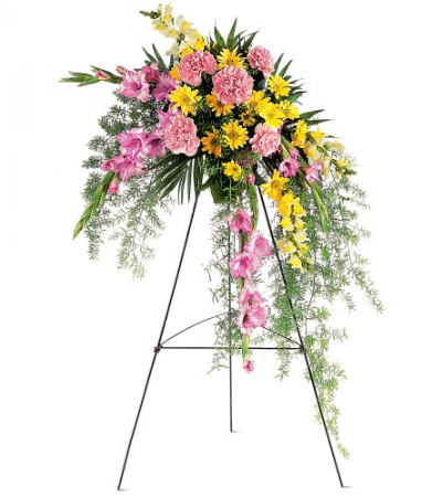 Pastel Crescent Spray by Teleflora Standing Easel Spray
