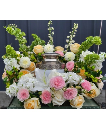 Pastel Full Cremation Floral Surround Funeral Flowers in Clatskanie, OR | Clatskanie Floral LLC