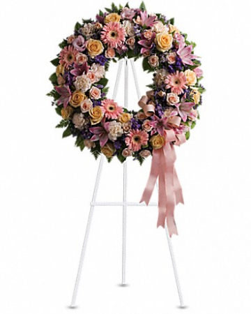 Pastel funeral wreath with roses  Funeral Wreath