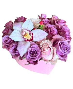 Pastel Heart Box Arrangement