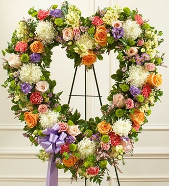 Pastel Heart funeral flowers