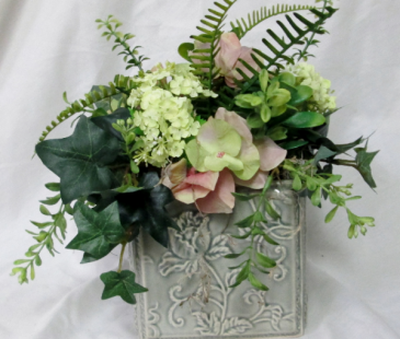 Pastel Hydrangea Cube - Silk Arrangement Permanent Arrangement by Inspirations Floral Studio