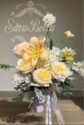 Pastel Lily arrangement with Garden rose Vase Arrangement