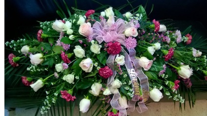 Pastel pink casket sopray Casket Spray