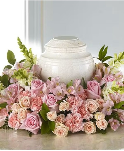 Pastel Pink Urn Wreath Premium
