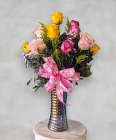 Pastel Rose Dozen Vase Arrangement