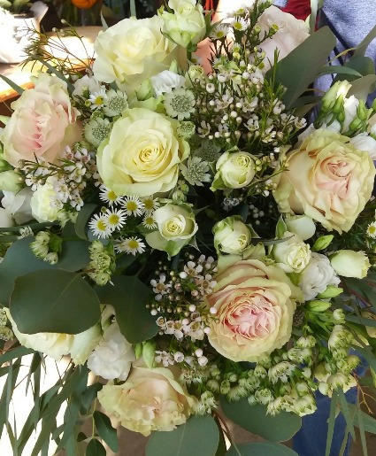 Pastel Roses Wedding Bouquet