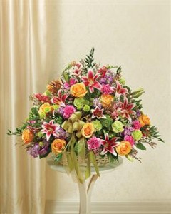 Pastel Sympathy Basket Funeral in Crestview, FL | The Flower Basket Florist Pastel Sympathy Basket Funeral in Crestview, FL | The Flower Basket Florist