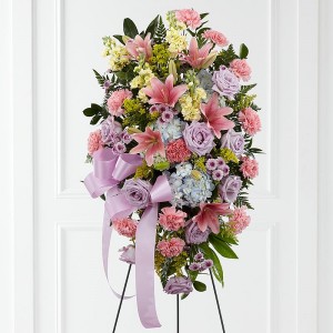 Pastel Tribute Standing Funeral Spray