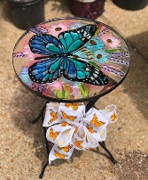 Patio Table- small Stained Glass Blue Butterfly  