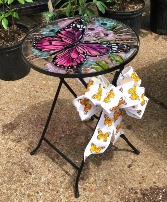 Patio Table- small Stained Glass Purple Butterfly  