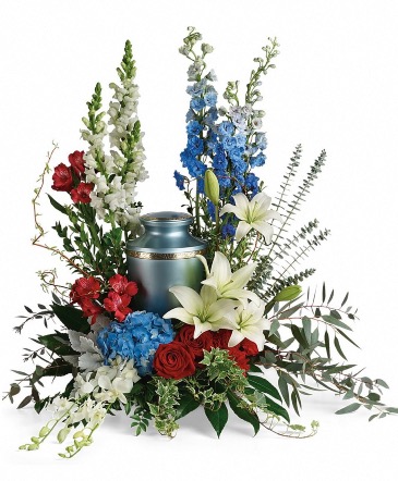 PATRIOT MEMORIAL URN Cremation urn arrangement  in Hesperia, CA | FAIRY TALES FLOWERS & GIFTS