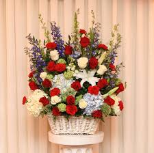 Patriot White Basket Floral Arrangement