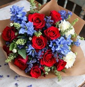 Patriotic Loose Wrapped Bouquet Loose Flowers Wrapped