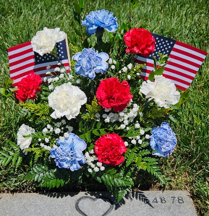 Patriotic Pride with 2 Small American Flags Gravesite Arrangement