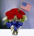 Patriotic Red Rose and Flag Vase