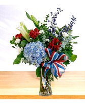 Patriotic: Red, White and Blue  Vase Arrangement