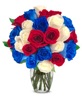 Patriotic Red, White, & Blue Roses  Arrangement
