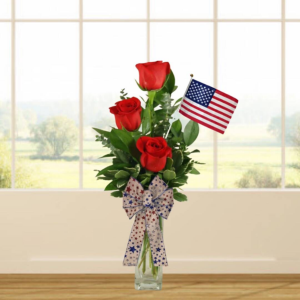 Patriotic Rose Bud Vase 