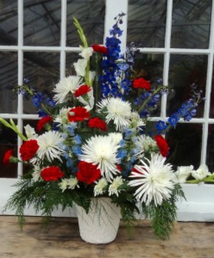 Patriotic Tribute Basket Funeral arrangement