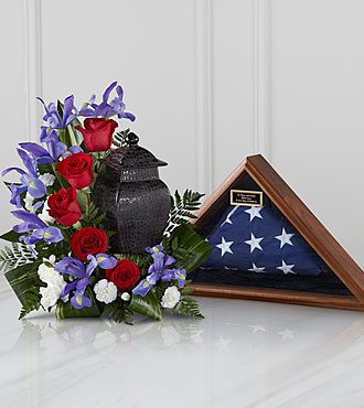 Patriotic Tribute  Cremation Flowers  (Urn and Flag not included)