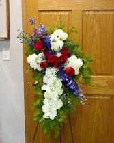 Patriotic Tribute Cross Fresh Cross Floral Easel