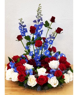 Patriotic Urn Cremation flowers Urn not included