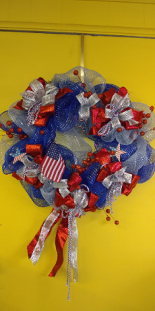 Patriotic Wreath Hanging Wreath in San Antonio, TX | FLOWERS BY GRACE