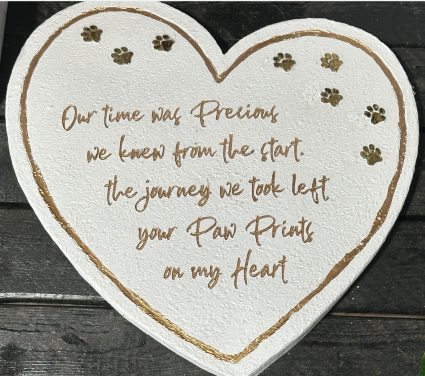 Paw prints heart garden stone Gift