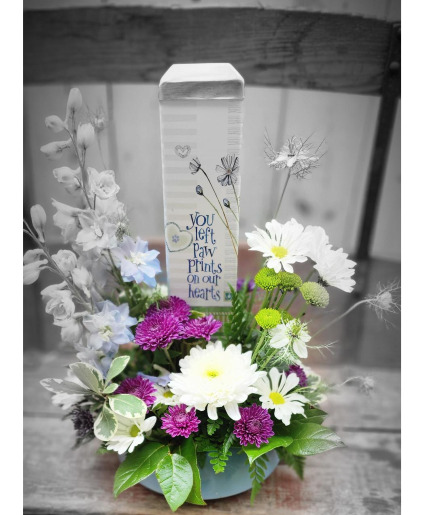 Paw Prints on My Heart Pet Sympathy Art Pole Arrangement