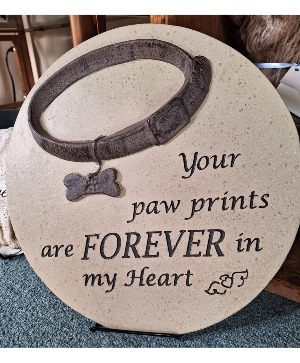 Paw Prints plaque & stand 