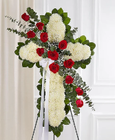 Peace and prayers Red and white Standing Cross 
