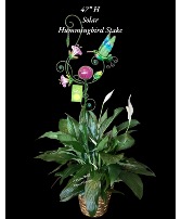 Peace Lily Hummingbird Solar Light Stake 