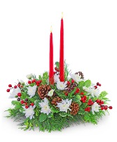 Peace on Earth Candlelight Centerpiece Flower Arrangement