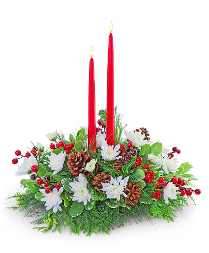 Peace on Earth Candlelight Centerpiece Flower Arrangement