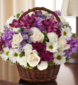 Peace, Prayers, & Blessings- Lavender and White Flower Basket