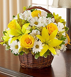 Peace, Prayers, & Blessings- Yellow and White Flower Basket
