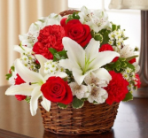 Peace, Prayers & Blessings - Red and White Sympathy Arrangement